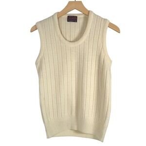 Drummond Wintuk U.S.A. Vintage VTG Ribbed Knit Sweater Vest Cream Medium